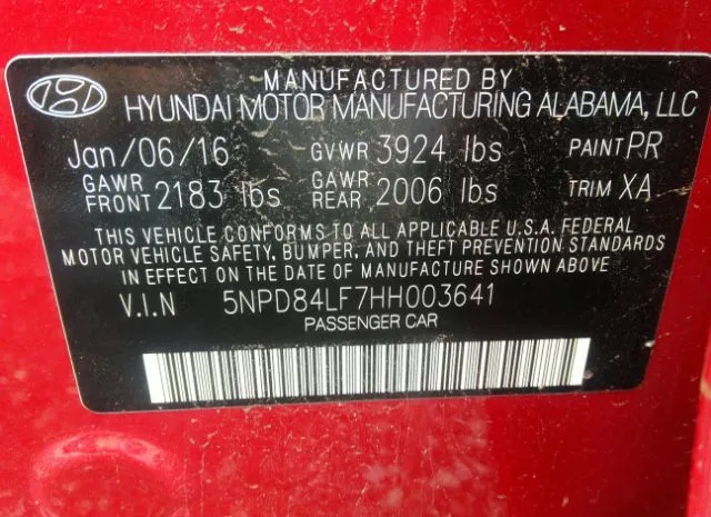 Photo 8 VIN: 5NPD84LF7HH003641 - HYUNDAI ELANTRA 