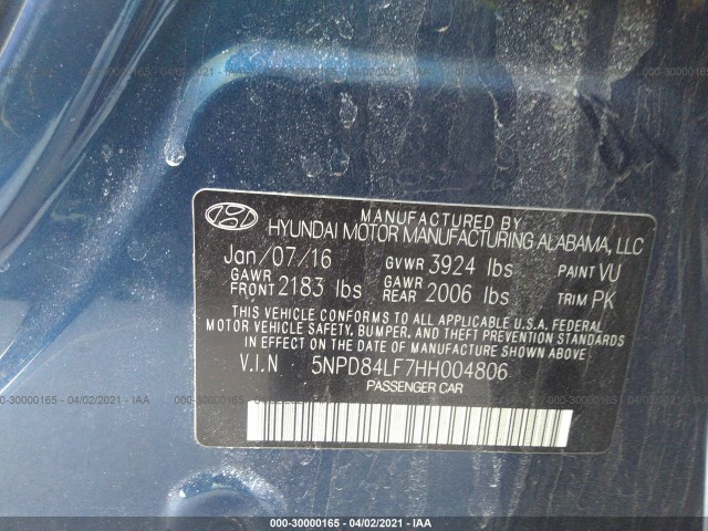 Photo 8 VIN: 5NPD84LF7HH004806 - HYUNDAI ELANTRA 