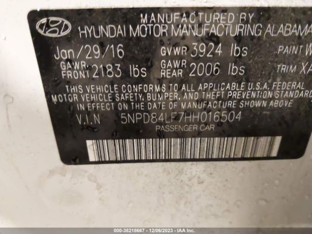 Photo 8 VIN: 5NPD84LF7HH016504 - HYUNDAI ELANTRA 