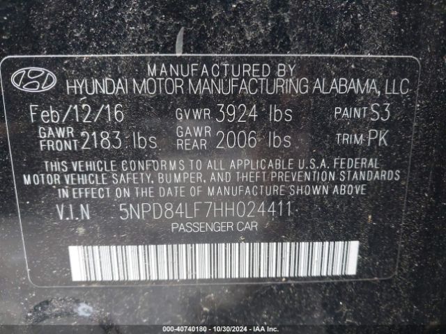 Photo 8 VIN: 5NPD84LF7HH024411 - HYUNDAI ELANTRA 