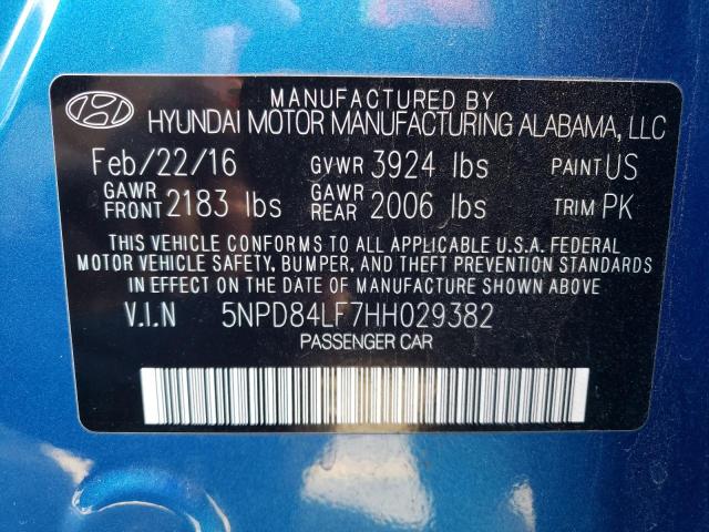 Photo 9 VIN: 5NPD84LF7HH029382 - HYUNDAI ELANTRA SE 