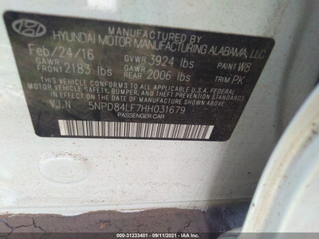 Photo 8 VIN: 5NPD84LF7HH031679 - HYUNDAI ELANTRA 