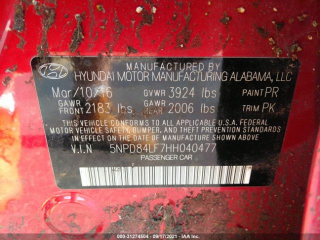 Photo 8 VIN: 5NPD84LF7HH040477 - HYUNDAI ELANTRA 