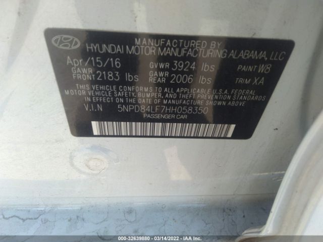 Photo 8 VIN: 5NPD84LF7HH058350 - HYUNDAI ELANTRA 