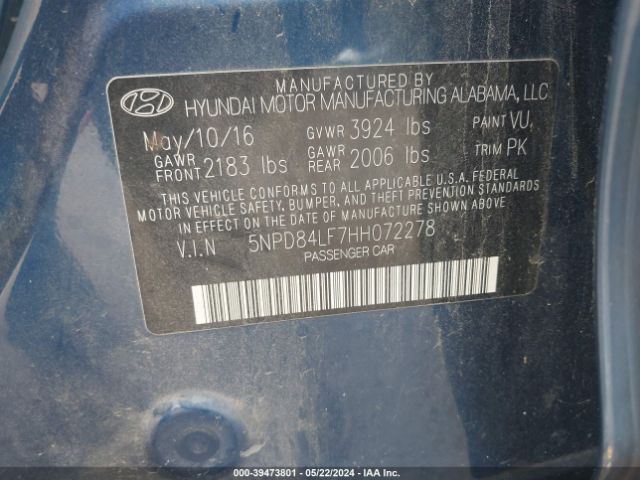 Photo 8 VIN: 5NPD84LF7HH072278 - HYUNDAI ELANTRA 