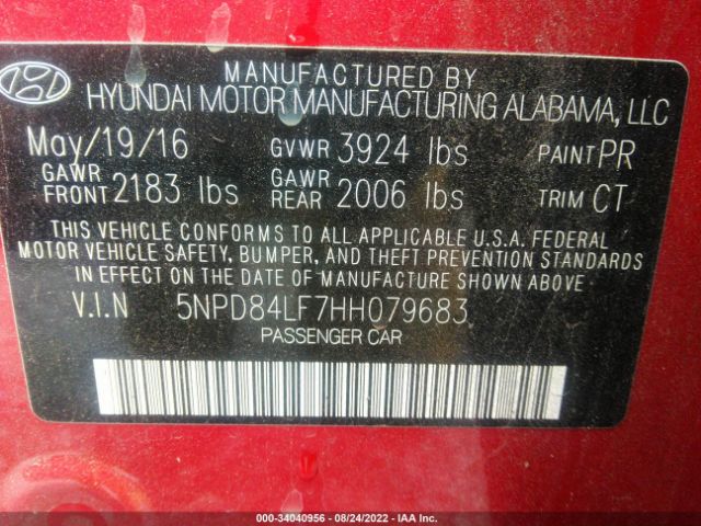 Photo 8 VIN: 5NPD84LF7HH079683 - HYUNDAI ELANTRA 