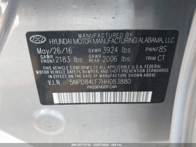 Photo 8 VIN: 5NPD84LF7HH083880 - HYUNDAI ELANTRA 