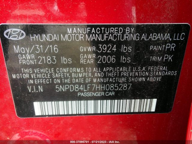 Photo 8 VIN: 5NPD84LF7HH085287 - HYUNDAI ELANTRA 