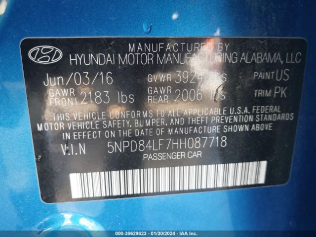 Photo 8 VIN: 5NPD84LF7HH087718 - HYUNDAI ELANTRA 