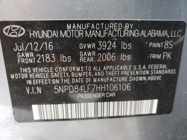 Photo 9 VIN: 5NPD84LF7HH106106 - HYUNDAI ELANTRA SE 