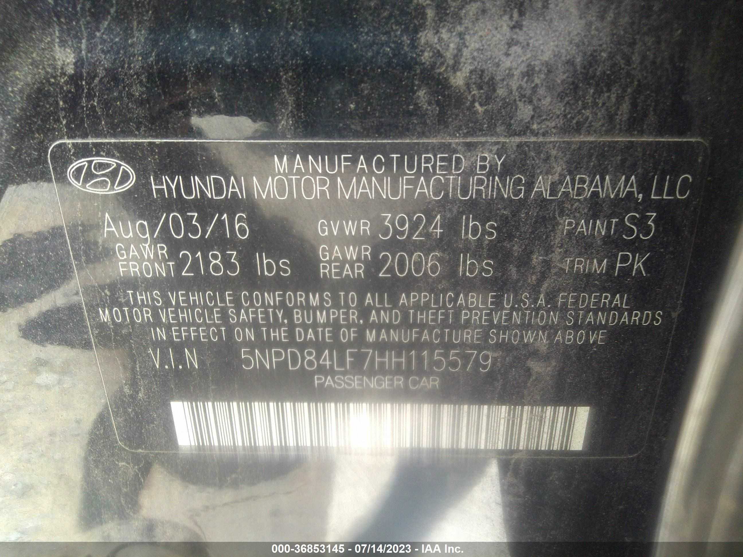 Photo 8 VIN: 5NPD84LF7HH115579 - HYUNDAI ELANTRA 