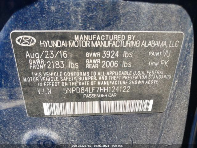 Photo 8 VIN: 5NPD84LF7HH124122 - HYUNDAI ELANTRA 