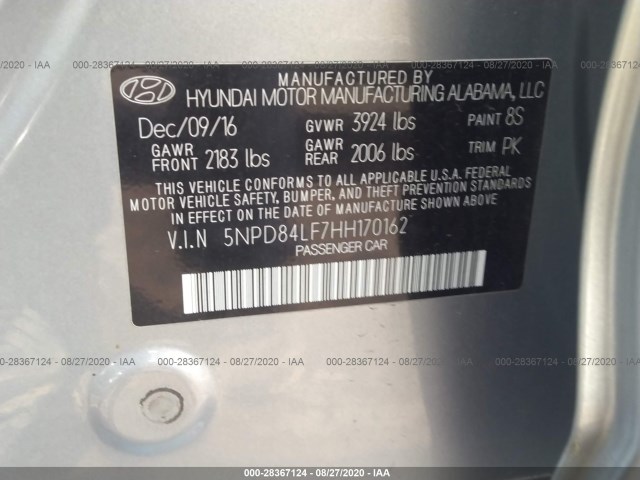 Photo 8 VIN: 5NPD84LF7HH170162 - HYUNDAI ELANTRA 