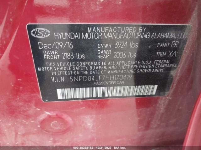 Photo 8 VIN: 5NPD84LF7HH170419 - HYUNDAI ELANTRA 