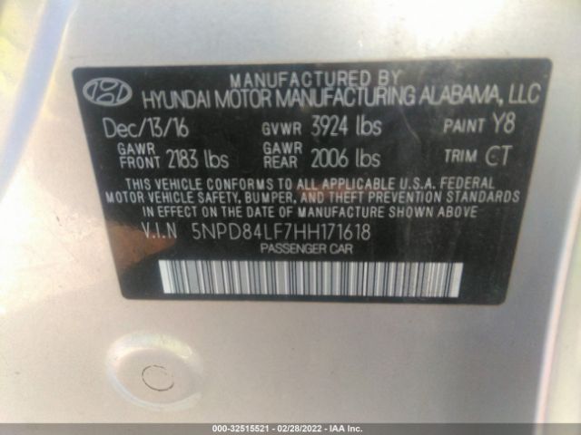 Photo 8 VIN: 5NPD84LF7HH171618 - HYUNDAI ELANTRA 