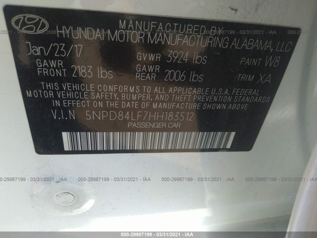 Photo 8 VIN: 5NPD84LF7HH183512 - HYUNDAI ELANTRA 