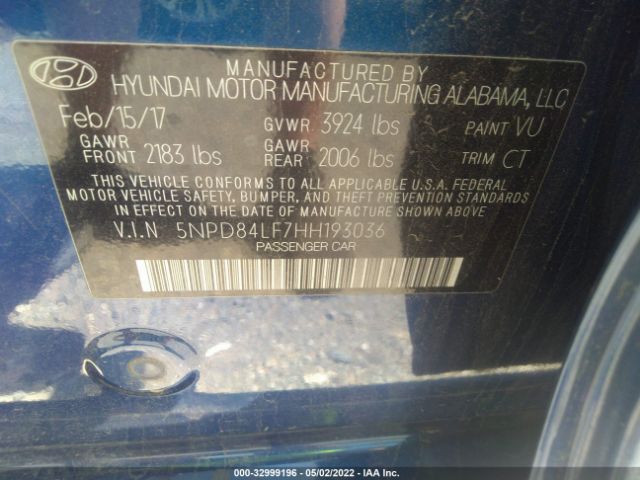 Photo 8 VIN: 5NPD84LF7HH193036 - HYUNDAI ELANTRA 