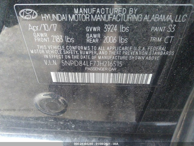 Photo 8 VIN: 5NPD84LF7JH216515 - HYUNDAI ELANTRA 