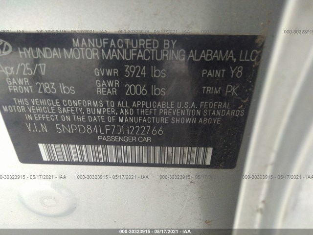 Photo 8 VIN: 5NPD84LF7JH222766 - HYUNDAI ELANTRA 