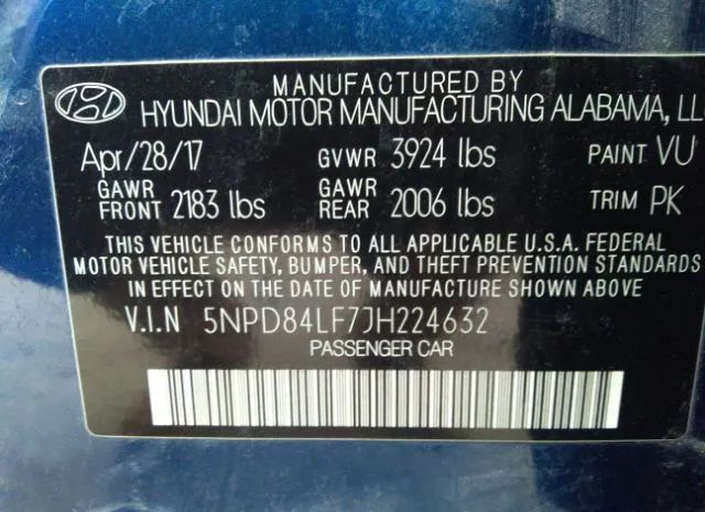 Photo 8 VIN: 5NPD84LF7JH224632 - HYUNDAI ELANTRA 