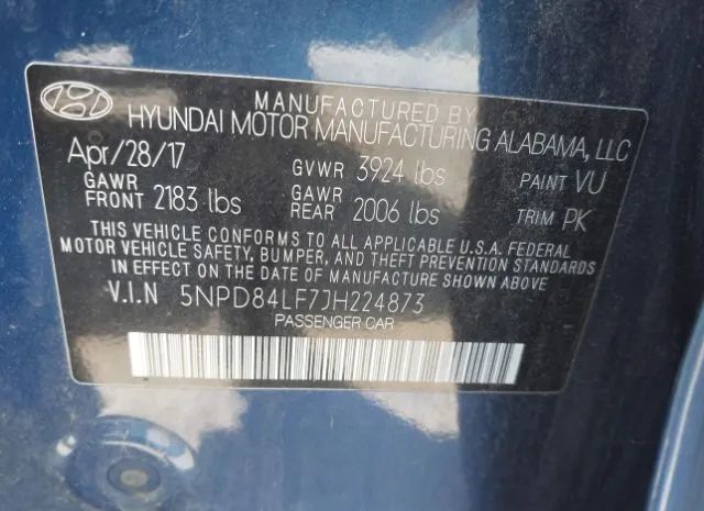 Photo 8 VIN: 5NPD84LF7JH224873 - HYUNDAI ELANTRA 