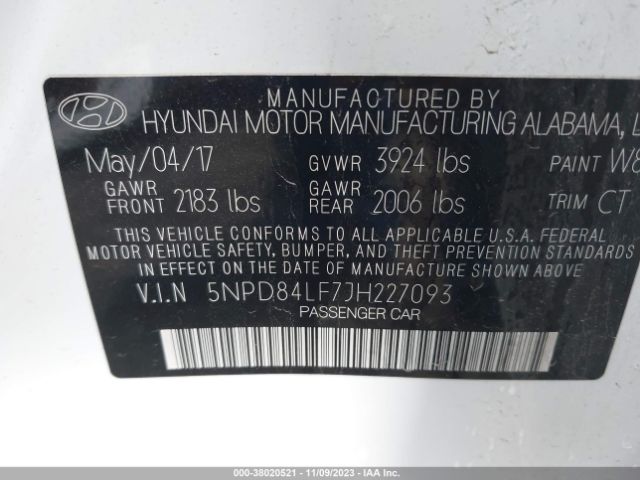 Photo 8 VIN: 5NPD84LF7JH227093 - HYUNDAI ELANTRA 