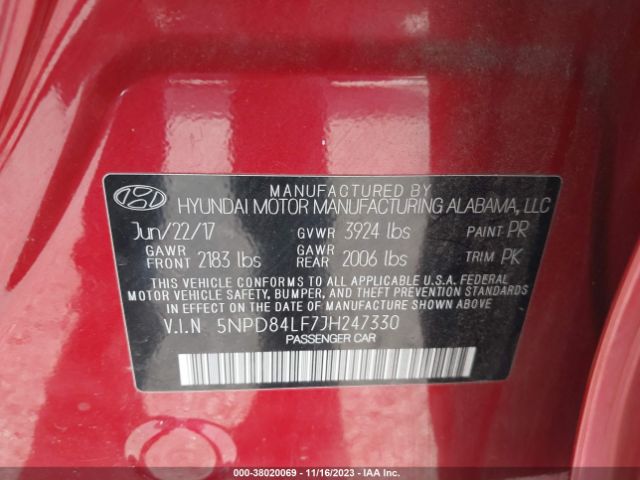 Photo 8 VIN: 5NPD84LF7JH247330 - HYUNDAI ELANTRA 