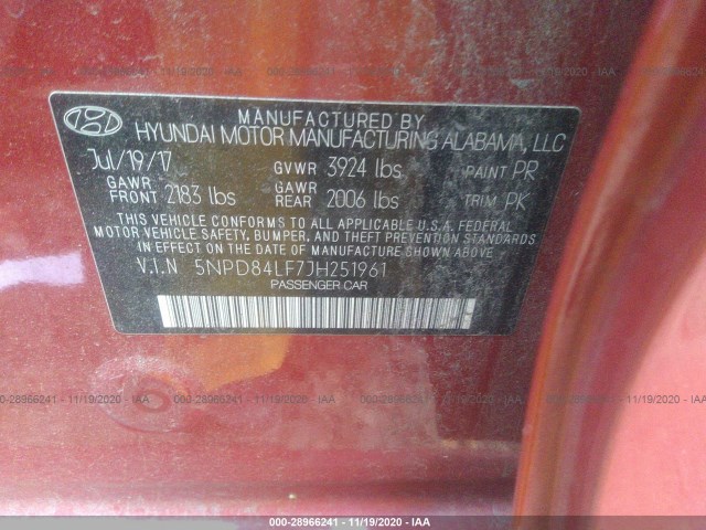 Photo 8 VIN: 5NPD84LF7JH251961 - HYUNDAI ELANTRA 