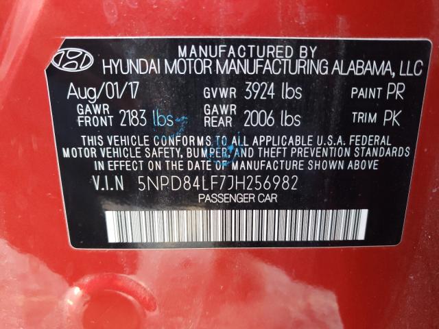 Photo 9 VIN: 5NPD84LF7JH256982 - HYUNDAI ELANTRA SE 