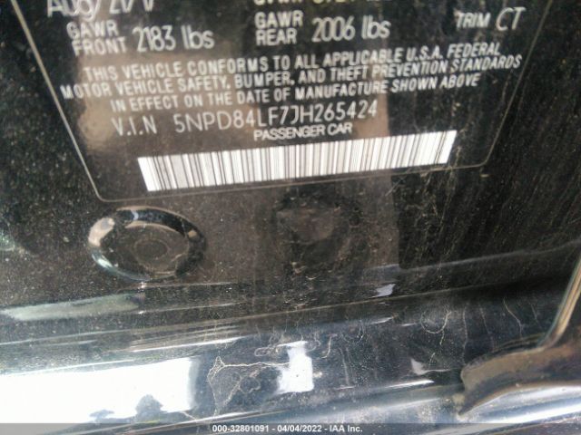 Photo 8 VIN: 5NPD84LF7JH265424 - HYUNDAI ELANTRA 