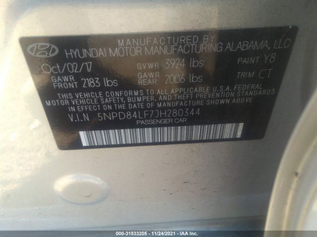 Photo 8 VIN: 5NPD84LF7JH280344 - HYUNDAI ELANTRA 