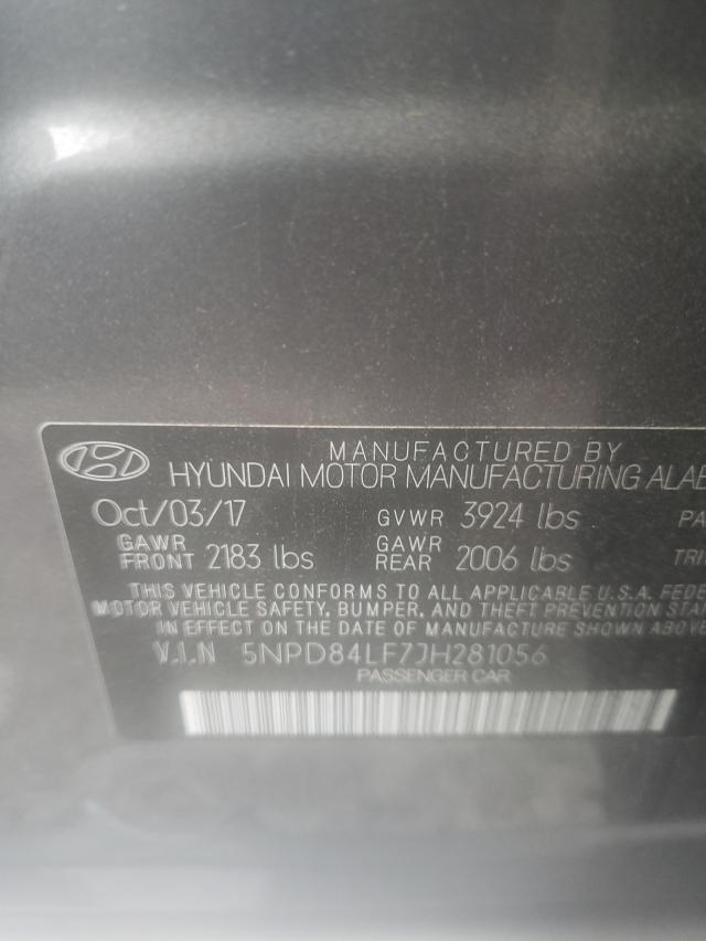 Photo 9 VIN: 5NPD84LF7JH281056 - HYUNDAI ELANTRA SE 