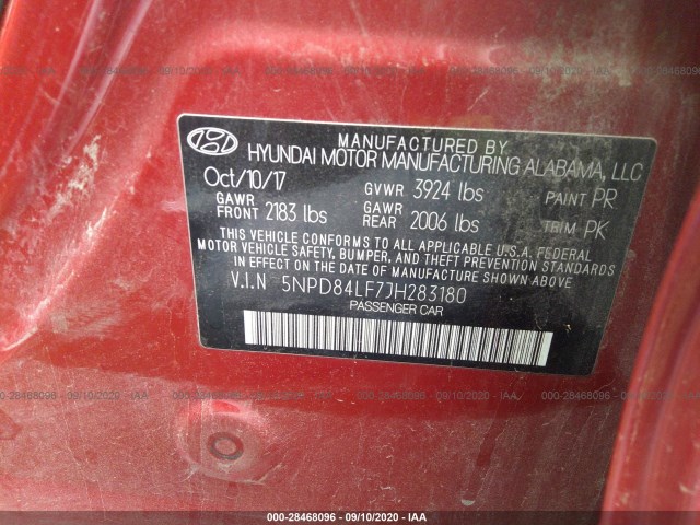 Photo 8 VIN: 5NPD84LF7JH283180 - HYUNDAI ELANTRA 