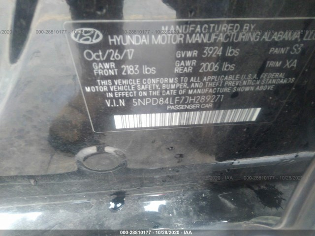 Photo 8 VIN: 5NPD84LF7JH289271 - HYUNDAI ELANTRA 