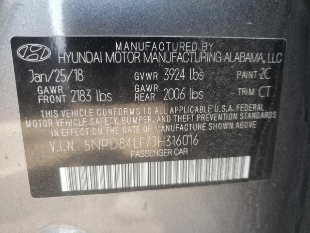 Photo 9 VIN: 5NPD84LF7JH316016 - HYUNDAI ELANTRA SE 