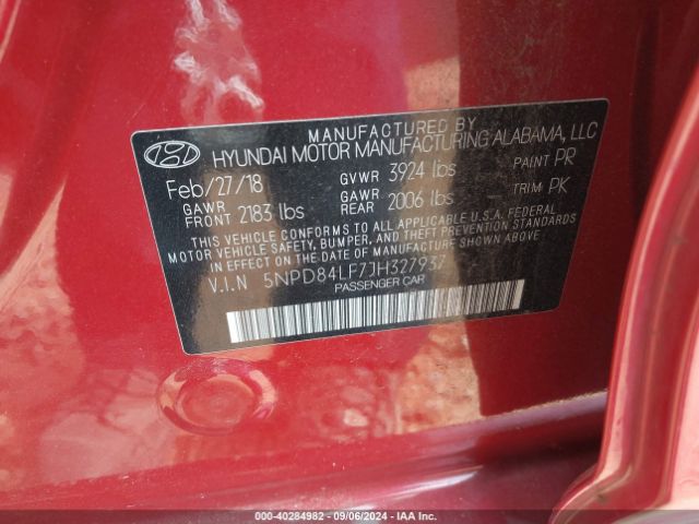 Photo 8 VIN: 5NPD84LF7JH327937 - HYUNDAI ELANTRA 