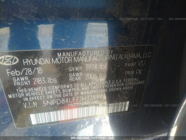 Photo 8 VIN: 5NPD84LF7JH328943 - HYUNDAI ELANTRA 