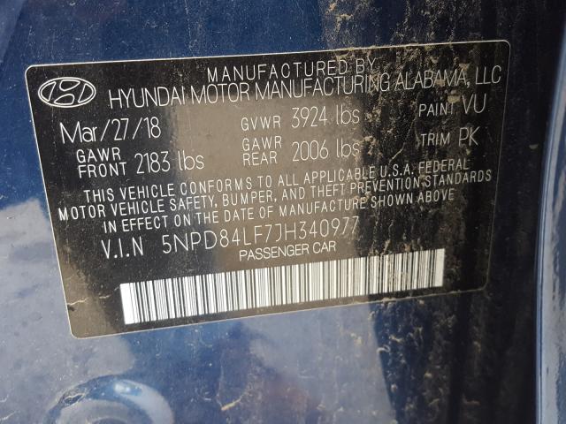 Photo 9 VIN: 5NPD84LF7JH340977 - HYUNDAI ELANTRA SE 