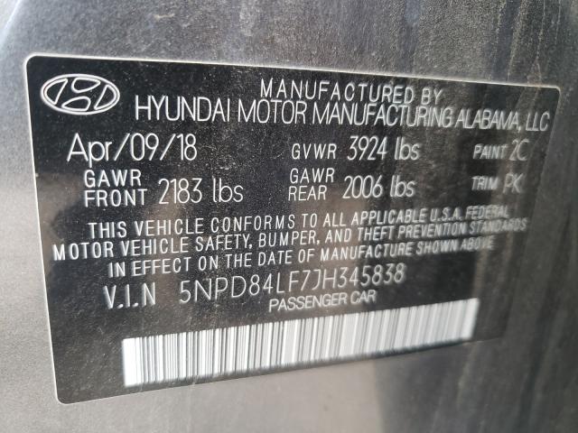 Photo 9 VIN: 5NPD84LF7JH345838 - HYUNDAI ELANTRA SE 