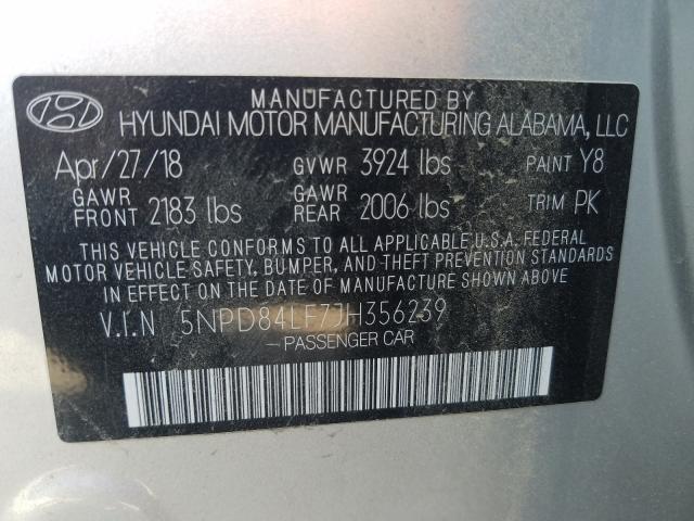 Photo 9 VIN: 5NPD84LF7JH356239 - HYUNDAI ELANTRA SE 