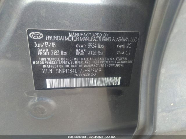 Photo 8 VIN: 5NPD84LF7JH377169 - HYUNDAI ELANTRA 