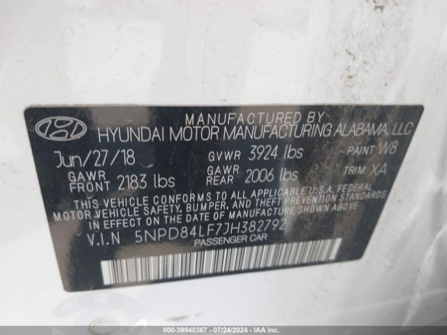 Photo 8 VIN: 5NPD84LF7JH382792 - HYUNDAI ELANTRA 