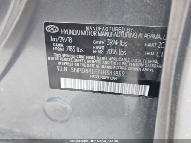 Photo 8 VIN: 5NPD84LF7JH383859 - HYUNDAI ELANTRA 