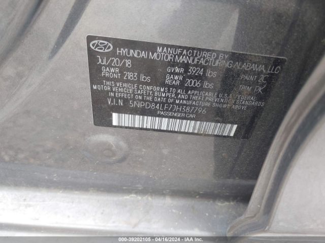 Photo 8 VIN: 5NPD84LF7JH387796 - HYUNDAI ELANTRA 