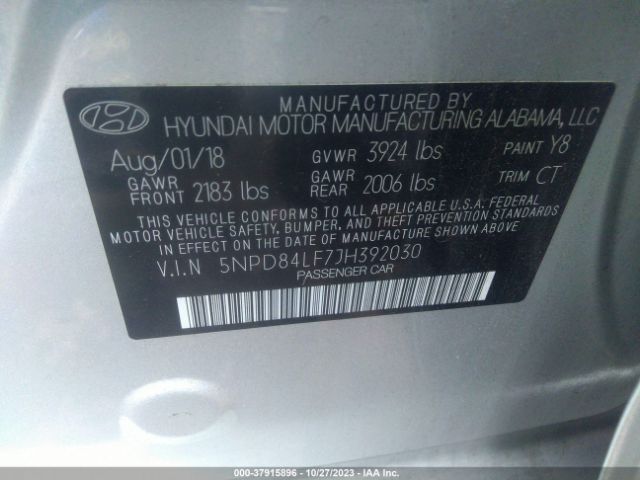 Photo 8 VIN: 5NPD84LF7JH392030 - HYUNDAI ELANTRA 