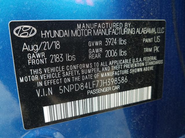 Photo 9 VIN: 5NPD84LF7JH398586 - HYUNDAI ELANTRA SE 