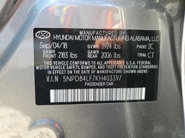 Photo 12 VIN: 5NPD84LF7KH403397 - HYUNDAI ELANTRA SE 