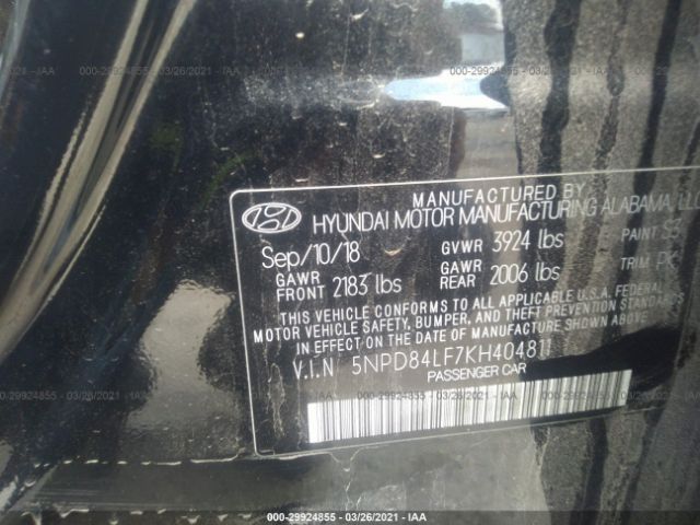 Photo 8 VIN: 5NPD84LF7KH404811 - HYUNDAI ELANTRA 