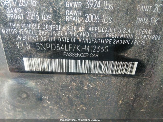 Photo 8 VIN: 5NPD84LF7KH412360 - HYUNDAI ELANTRA 