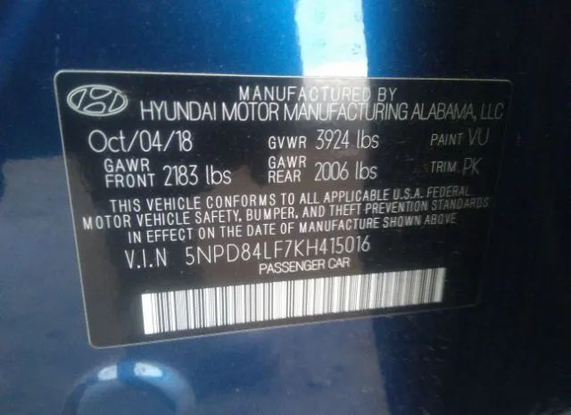 Photo 8 VIN: 5NPD84LF7KH415016 - HYUNDAI ELANTRA 